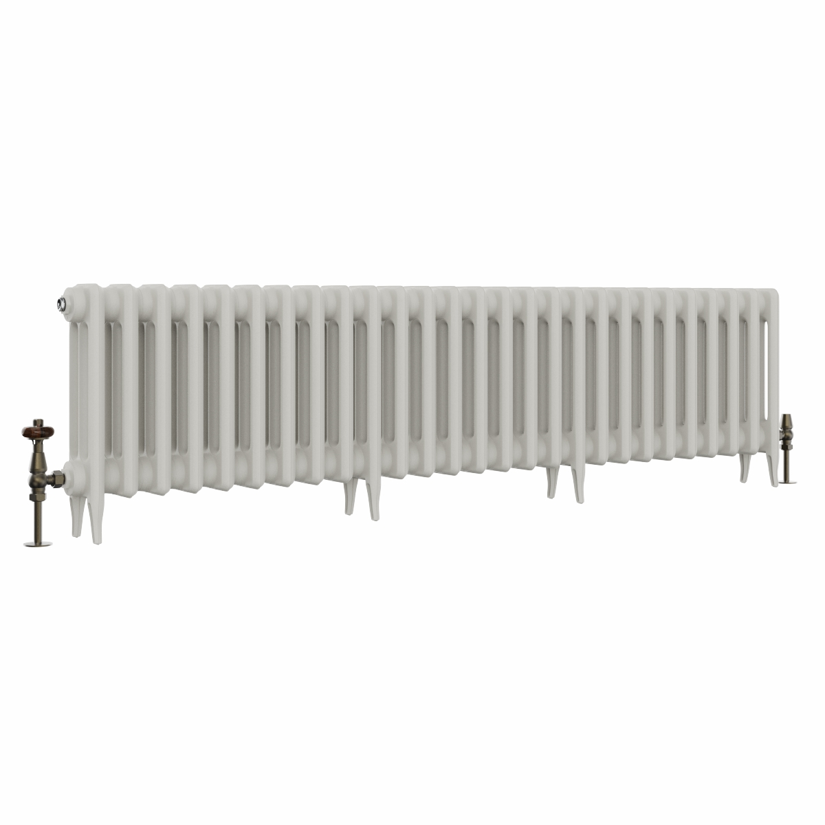 Classic  450 x 1708mm Porcelain White Triple Column Cast Iron Radiator - 27 Sections