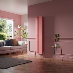 Lulea 1800 x 410mm Rose Clair Pink Double Vertical Flat Panel Designer Radiator