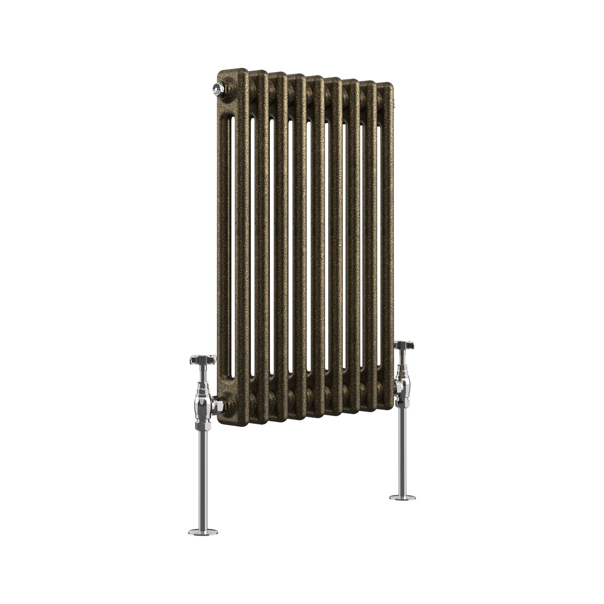 Bern 600 x 425mm Black Gold Double Column Horizontal Traditional Radiator