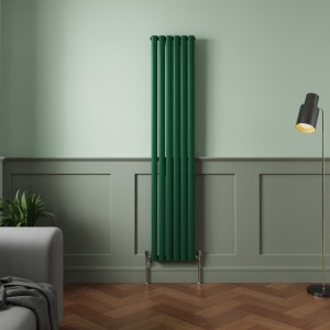 Norden 1800 x 355mm Moss Green Single Oval Column Vertical Designer Radiator