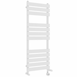 Juva 1200 x 450mm Dual Fuel White Flat Panel Thermostatic Touch Control Electric Heated Towel Rail