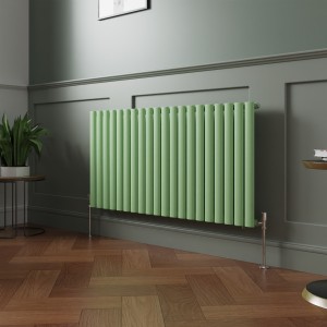 Norden 600 x 1181mm Pastel Green Single Oval Column Horizontal Designer Radiator