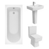 Boston Modern Bathroom Suite with Close Coupled Toilet and Essential Single Ended Bath - 1600 x 700mm
