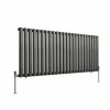 Norden 600 x 1417mm Black Silver Single Oval Column Horizontal Designer Radiator