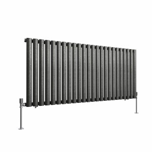 Norden 600 x 1417mm Black Silver Single Horizontal Oval Column Designer Radiator