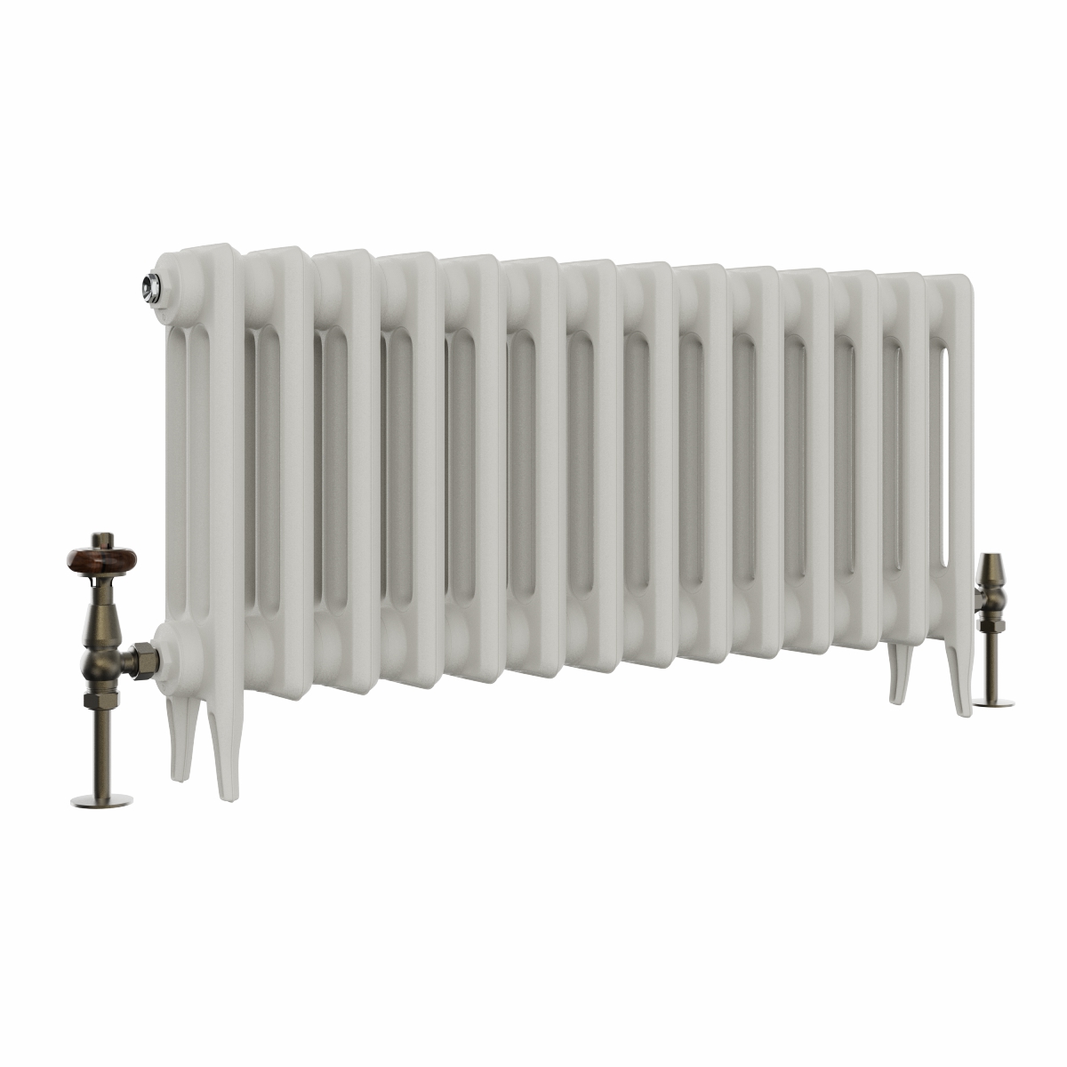 Classic  450 x 902mm  Porcelain White Triple Column Cast Iron Radiator - 14 Sections