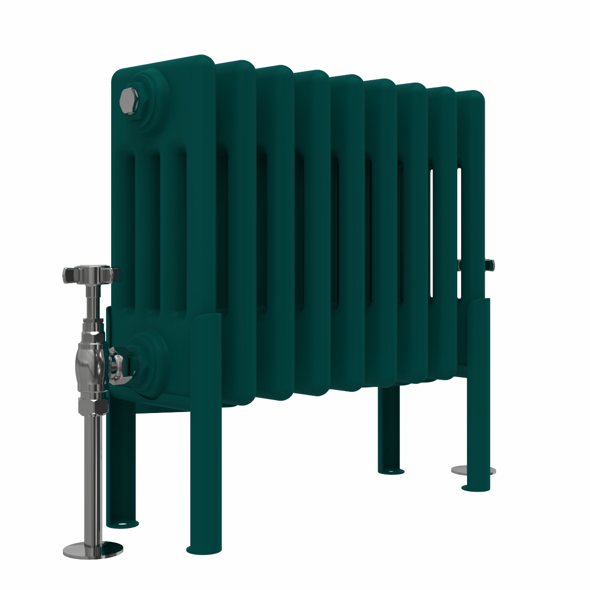 Bern 300 x 425mm Traditional Blue Green Horizontal Four Column Radiator