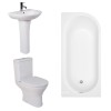 Fresh Curved Modern Bathroom Suite with J-Shape Bath - Left Handed - 1700mm