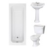 Dorchester Traditional Bathroom Suite 500mm 1 Tap Hole Basin with Traditional Single Ended Bath - 1700 x 700mm
