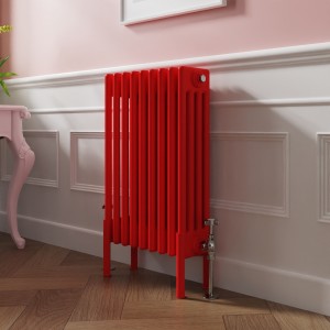 Bern 600 x 425mm Traditional Signal Red Horizontal Four Column Radiator
