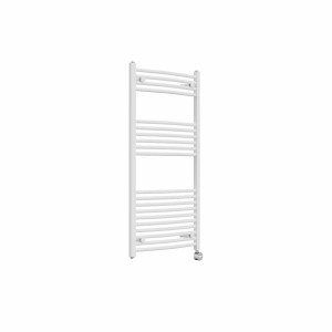Fjord 1200 x 600mm Curved White Thermostatic Touch Control Electric Heated Towel Rail