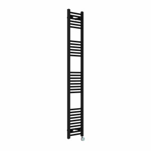 Bergen 1800 x 300mm Straight Black Thermostatic Touch Control Electric Heated Towel Rail