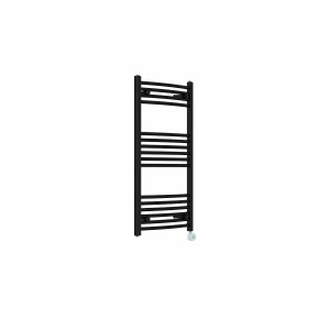 Fjord 1000 x 500mm Curved Black Thermostatic Touch Control Wifi Electric Heated Towel Rail