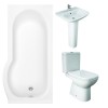 RAK Origin Modern Bathroom Suite with P-Shape Shower Bath and Front Panel - Right Hand - 1500mm