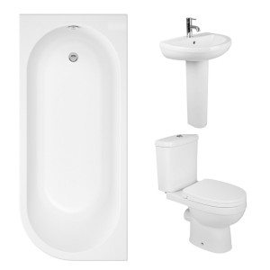 Lima Modern Bathroom Suite with J-Shape Bath - Choice of Direction