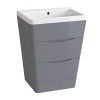 600mm Gloss Grey Basin and Drawer Floor Standing Vanity Unit