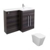Calm Grey Right Hand Combination Vanity Unit Basin L Shape with Back to Wall Cordoba Square Toilet & Soft Close Seat & Concealed Cistern - 1100mm