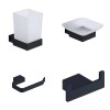 Gala Matt Black 4-Piece Bathroom Accessory Pack - Tumbler, Paper Holder, Robe Hook & Soap Dish