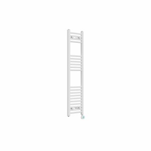 Fjord 1200 x 300mm Curved White Thermostatic Touch Control Electric Heated Towel Rail