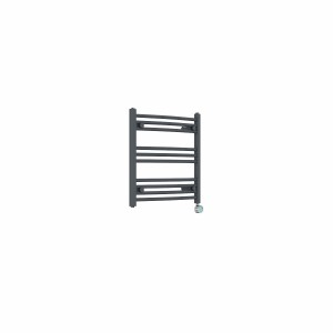 Fjord 600 x 600mm Curved Anthracite Thermostatic Touch Control Electric Heated Towel Rail
