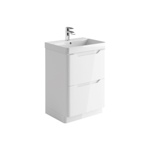 Acton 600mm Free Standing Vanity Unit & White Basin - White