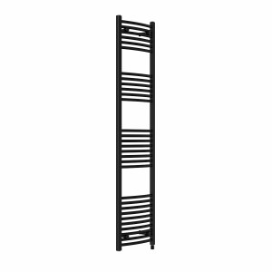 Fjord 1800 x 400mm Curved Black Prefilled Electric Heated Towel Rail