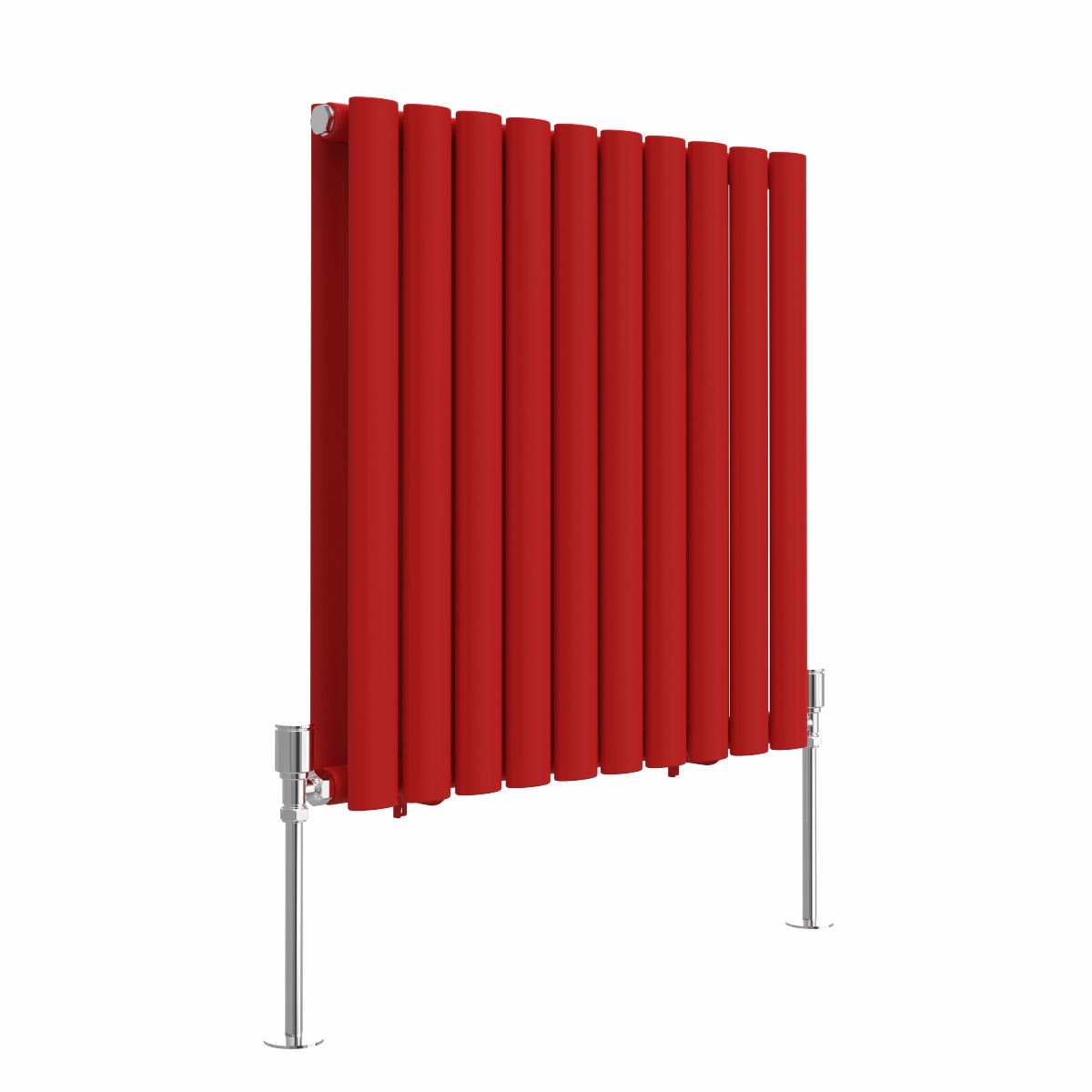 Norden 600 x 591mm Signal Red Double Oval Column Horizontal Designer Radiator