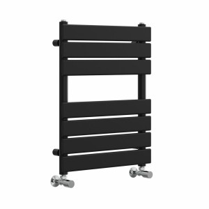Juva 650 x 500mm Satin Black Flat Panel Heated Towel Rail