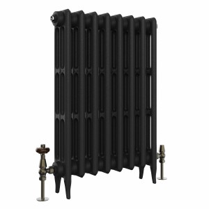 Classic 745 x 530mm Black Primered Finish Triple Column Cast Iron Radiator - 8 Sections