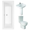 RAK Tonique Close Coupled Open Back Modern Bathroom Suite with Double Ended Bath - Choice of Size and Panel