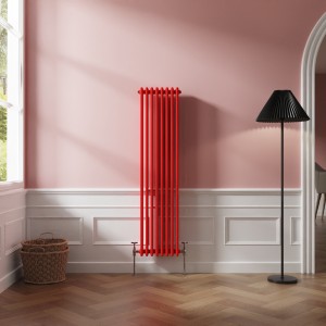 Bern 1500 x 380mm Traditional Signal Red Triple Vertical Column Radiator