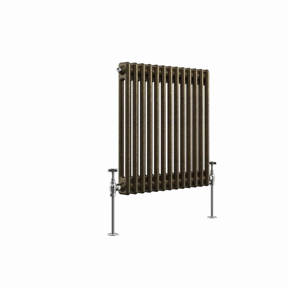 Bern 600 x 605mm Black Gold Double Column Horizontal Traditional Radiator