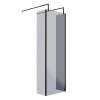 Wasdale 700mm Black Smoked Walk Through Wet Room Screen with 300mm Hinged Return Screens & L- Shape Support Arms