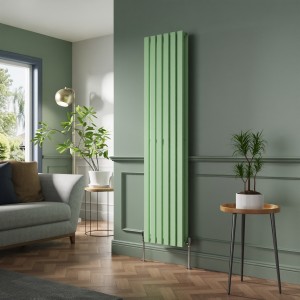 Lulea 1800 x 410mm Pastel Green Double Flat Panel Vertical Designer Radiator