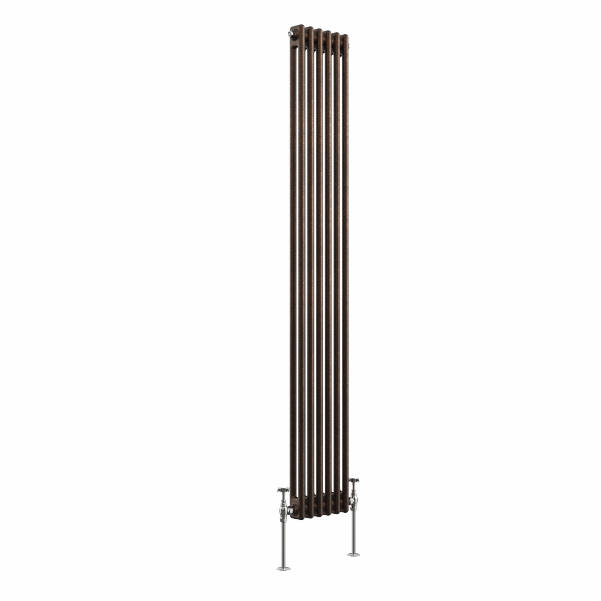 Bern 1800 x 290mm Black Copper Double Column Vertical Traditional Radiator