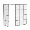 Wasdale 1400mm Wet Room Screen with 800mm Wet Room Screen - Black Grid