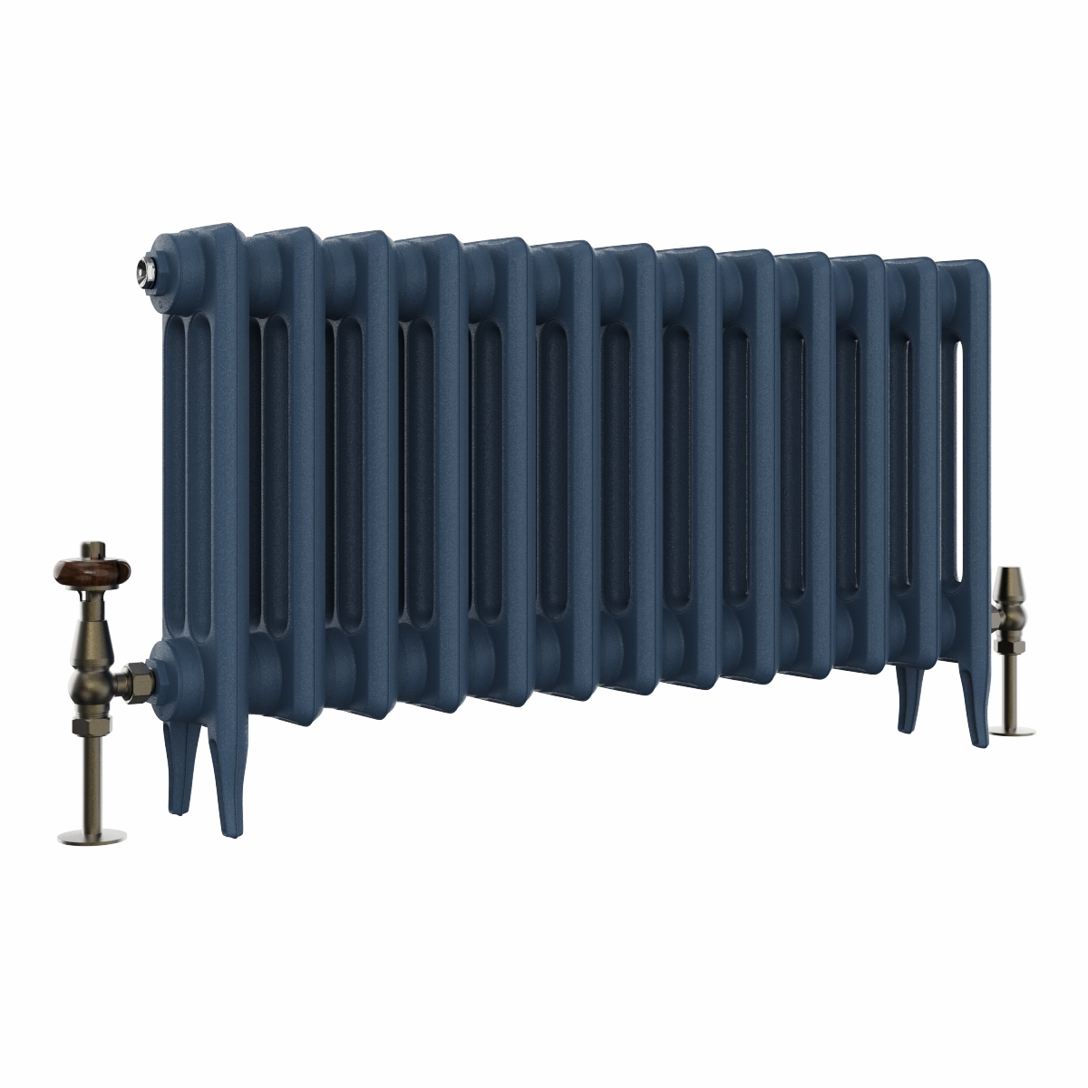 Classic  450 x 840mm  Farrow & Ball Hague Blue Triple Column Cast Iron Radiator - 13 Sections