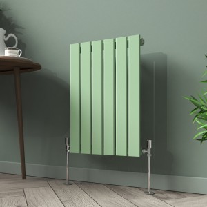 Karlstad 600 x 410mm Pastel Green Single Flat Panel Horizontal Designer Radiator