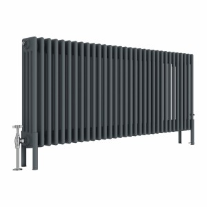 Bern 600 x 1460mm Anthracite Four Column Horizontal Traditional Radiator