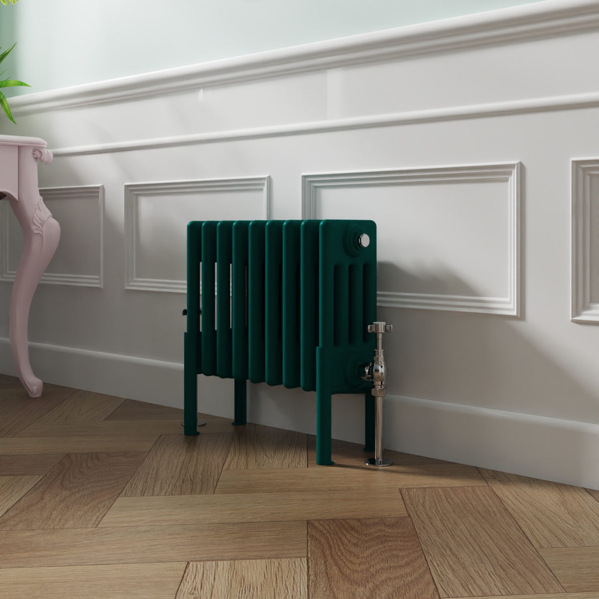 Bern 300 x 425mm Traditional Blue Green Horizontal Four Column Radiator
