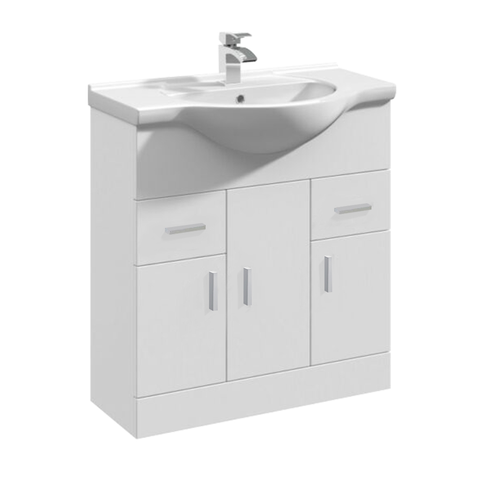 Absolute II Gloss White Basin Vanity Cabinet - Choice of Size