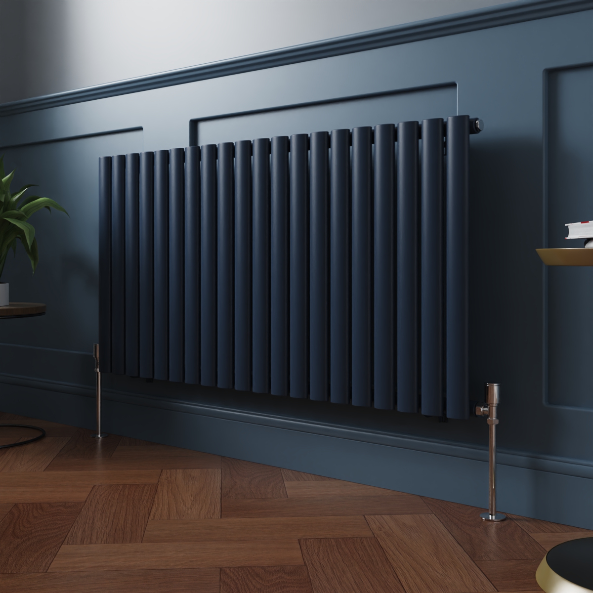Norden 600 x 1181mm Sapphire Blue Single Horizontal Oval Column Designer Radiator