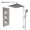 Beauly Chrome Triple Square Handle Concealed Valve Built in Diverter with 400mm Square Shower Head and Riser Rail (3 Outlet)