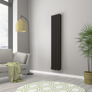 Norden 1800 x 355mm Black Double Vertical Oval Tube Designer Radiator