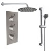 Thurso Chrome Triple Round Handle Concealed Valve Bulit in Diverter with 200mm Round Shower Head and Riser Rail Kit (3 Outlet)