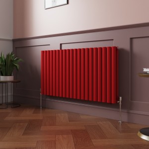 Norden 600 x 1181mm Signal Red Double Oval Column Horizontal Designer Radiator