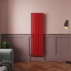 Norden 1600 x 473mm Signal Red Single Oval Column Vertical Designer Radiator