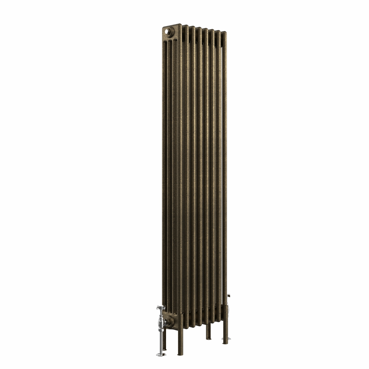Bern 1500 x 380mm Black Gold Four Column Vertical Traditional Radiator