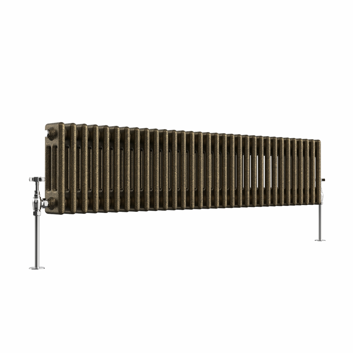 Bern 300 x 1460mm Black Gold Triple Column Horizontal Traditional Radiator