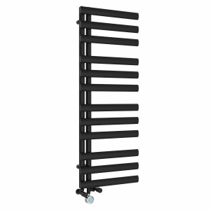 Kongsberg 1200 x 450mm Dual Fuel Black Thermostatic Touch Control Electric Heated Towel Rail